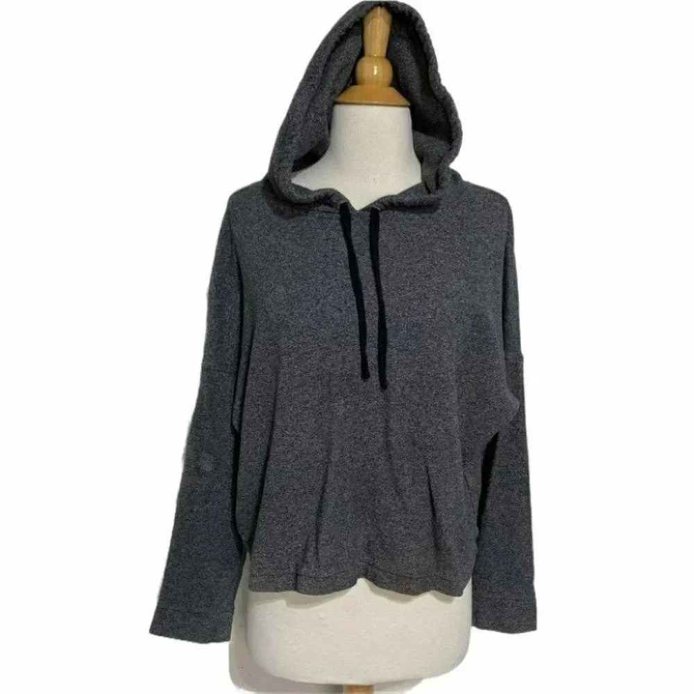 Madewell Hoodie Medium Charcoal Gray Relaxed Fit Cotton Pullover F8402